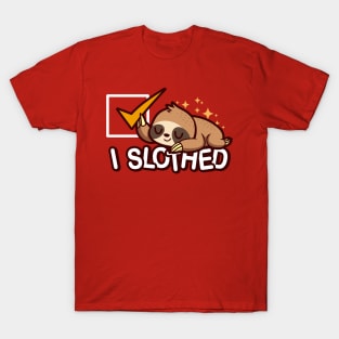 Funny Cute Sloth Sleeping Cartoon Lazy Procrastination Champion Slogan T-Shirt